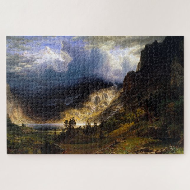 Storm in Rocky Mountains, Mt. Rosalie, Bierstadt Jigsaw Puzzle (Horizontal)