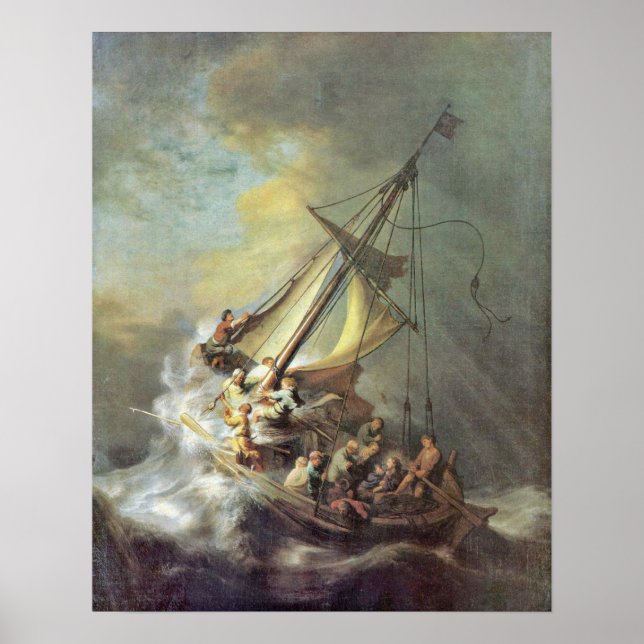 Storm on the Sea of Galilee by Rembrandt van Rijn Poster (Front)