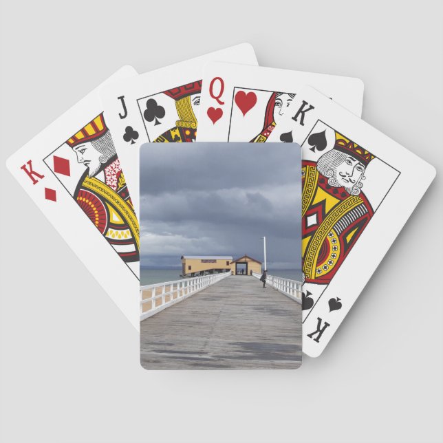 Storm Over Queenscliff Pier Playing Cards (Back)