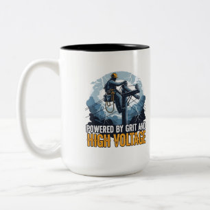 Storm Restoration Lineworker High Voltage Storm  Two-Tone Coffee Mug