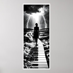 Storm Sonata on the Sea Monochrome Poster