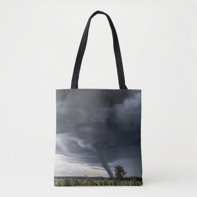 Storm tornado or twister lifing hay bales tote bag (Front)