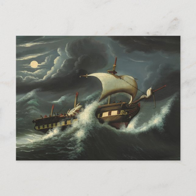 Storm Tossed Frigate by Thomas Chambers Postcard (Front)