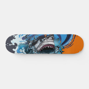 Storm Wave Shark Swirl Motion Art Skateboard