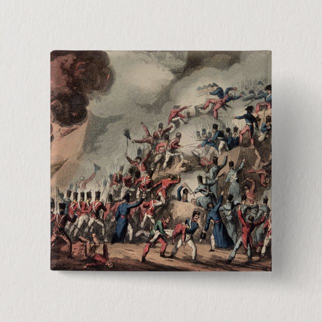 Storming of St. Sebastian, engraved by Thomas 2 Inch Square Button (Front)