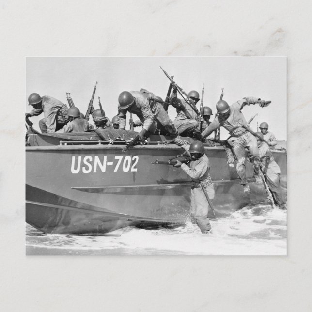 Storming the Beach, 1940s Postcard (Front)