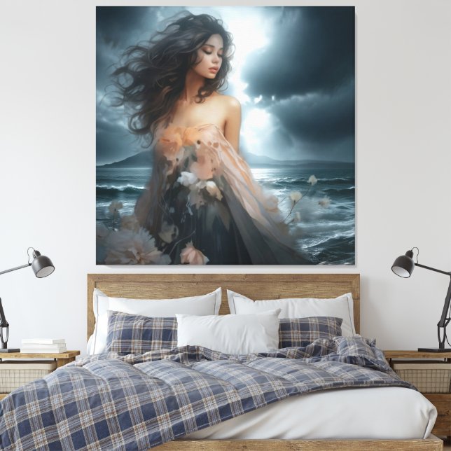 Storm's Ethereal Embrace Canvas Print (Insitu(Bedroom))