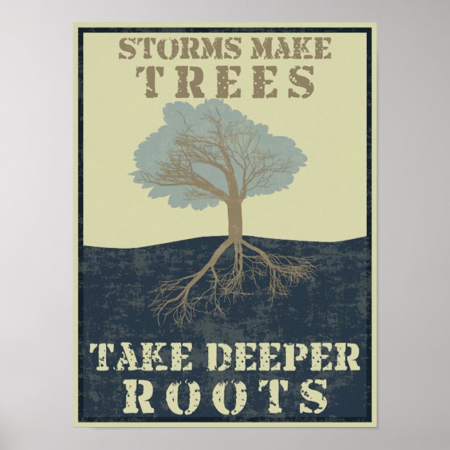 Storms make trees take deeper roots poster (Front)