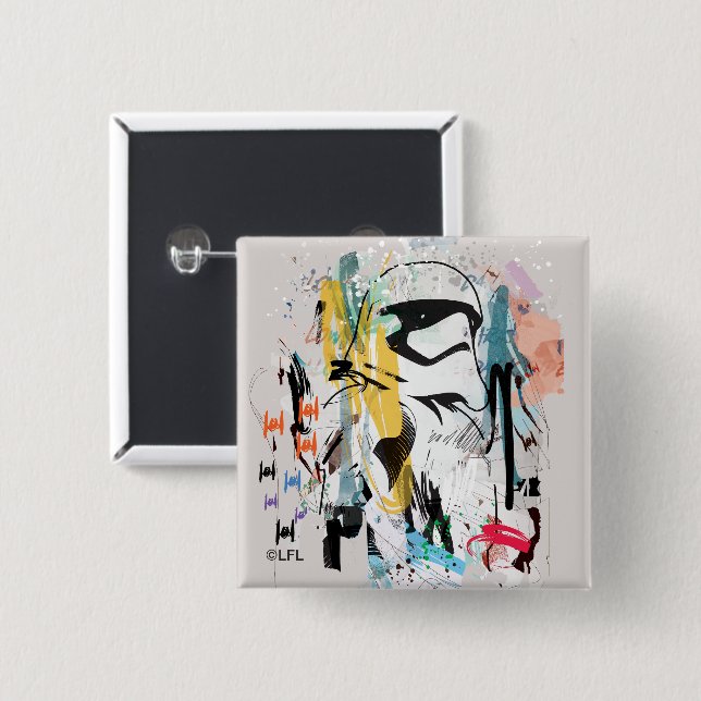 Stormtrooper Graffiti Collage 2 Inch Square Button (Front & Back)