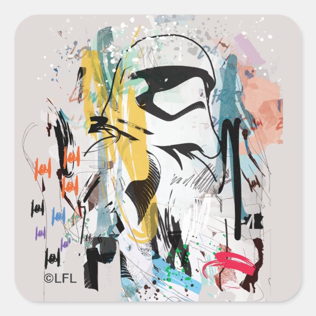 Stormtrooper Graffiti Collage Square Sticker (Front)