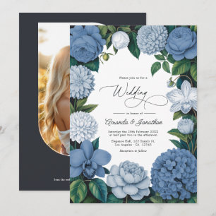 Stormy Blue, Steel Mist & Winter Pearl Wedding Invitation