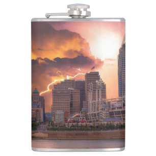 Stormy Cincinnati Great American Ball Park  Hip Flask