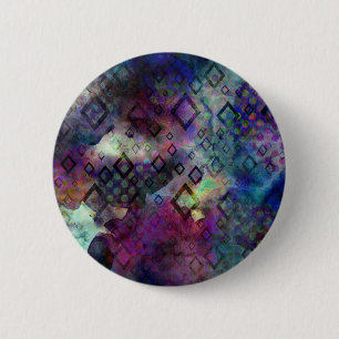 Stormy colourful watercolor abstract w/ diamonds 2 inch round button