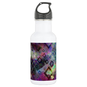 Stormy colourful watercolor abstract w/ diamonds 532 ml water bottle