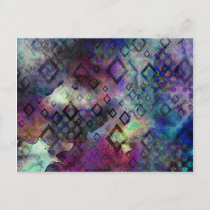 Stormy colourful watercolor abstract w/ diamonds postcard