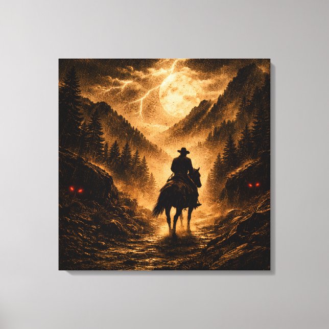 Stormy Departure: Gothic Mountain Pass Canvas Print (Front)