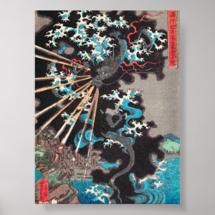 Stormy Dragon by Utagawa Yoshikazu (19th Century) Poster