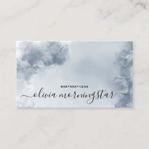 Stormy Dusty Blue Watercolor Abstract Business Card