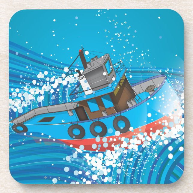 Stormy Fishing Boat Coaster (Front)
