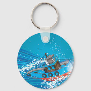 Stormy Fishing Boat Keychain