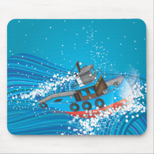 Stormy Fishing Boat Mouse Pad
