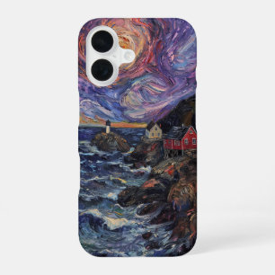 Stormy Fishing Village iPhone 16 Case