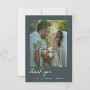 Stormy Grey • Handwritten Script Wedding Thank You Card