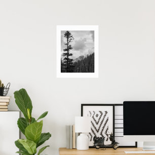 Stormy Mountain Black and White Photo Poster