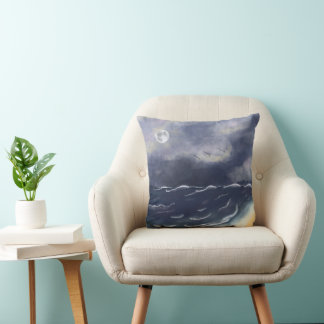 Stormy Night at Sea Throw Pillow
