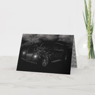 Stormy Night Hot Rod Birthday Card