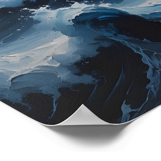 Stormy Ocean Abstract Seascape Art Poster (Corner)