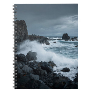 Stormy Ocean Waves Rocky Coast Notebook