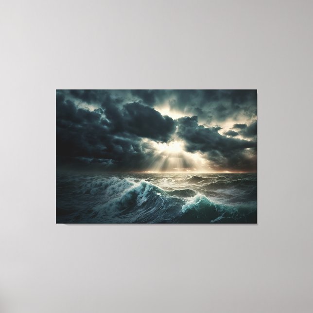 Stormy Ocean Waves Stretched Canvas Print (Front)