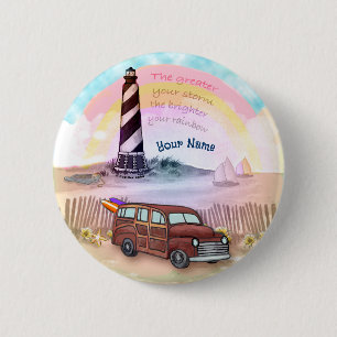 Stormy Rainbow Lighthouse  2 Inch Round Button