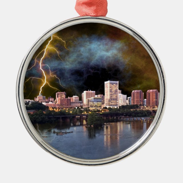 Stormy Richmond Skyline Metal Ornament (Front)