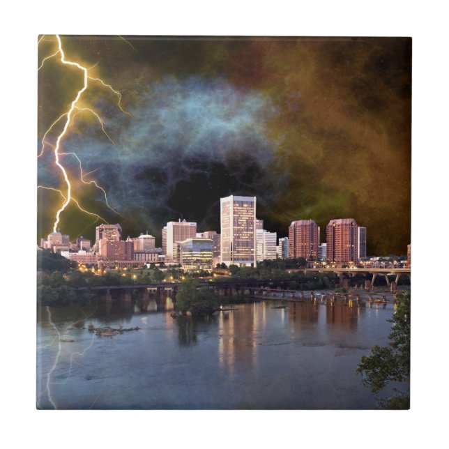 Stormy Richmond Skyline Tile (Front)