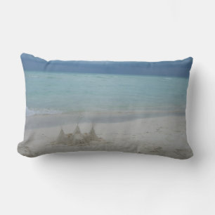 Stormy Sandcastle Beach Landscape Photo Lumbar Pillow