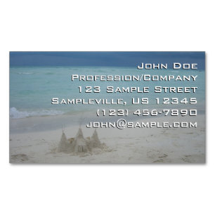 Stormy Sandcastle Beach Landscape Photo Magnetic Business Card