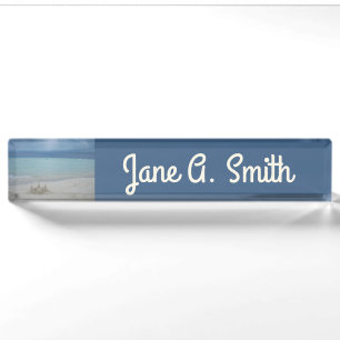 Stormy Sandcastle Beach Landscape Photo Nameplate