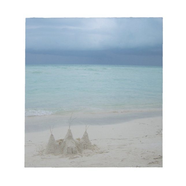 Stormy Sandcastle Beach Landscape Photo Notepad (Front)