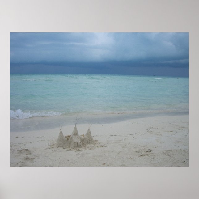 Stormy Sandcastle Beach Landscape Photo Poster (Front)
