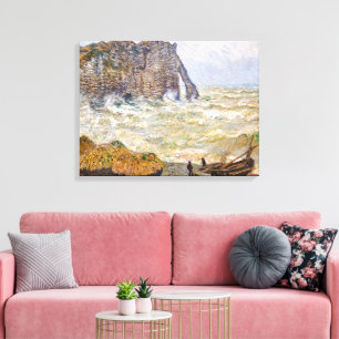Stormy Sea in Étretat Monet Canvas Print