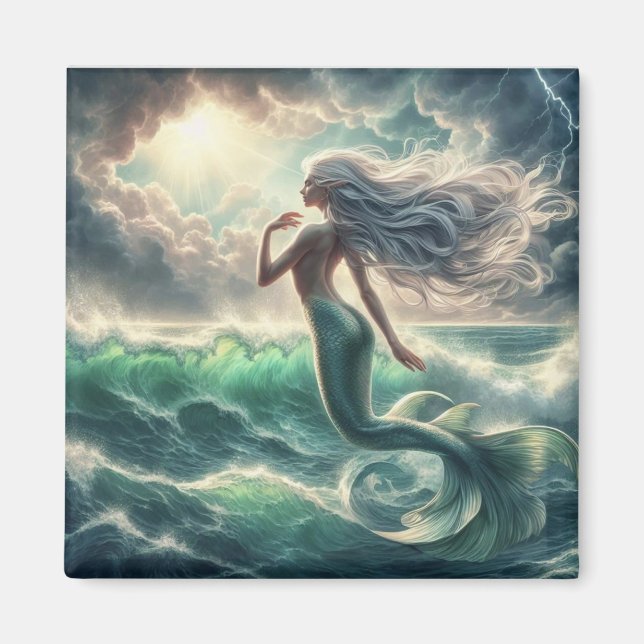 Stormy Sea Mermaid Magnet (Front)