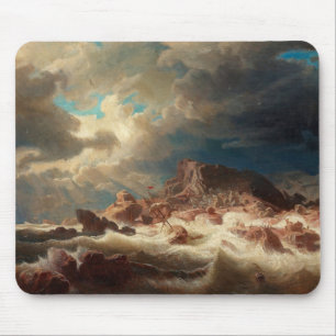 Stormy Sea with a Shipwreck (by Marcus Larson) Mouse Pad