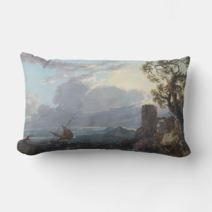 Stormy Sea with Castle Ruin and Figures (c.1725-18 Lumbar Pillow