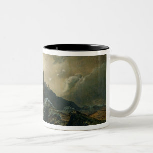 Stormy sea with Lighthouse Two-Tone Coffee Mug