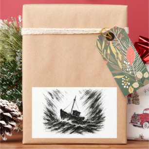 Stormy Seas Ink Boat Battling the Waves Art on  Sticker