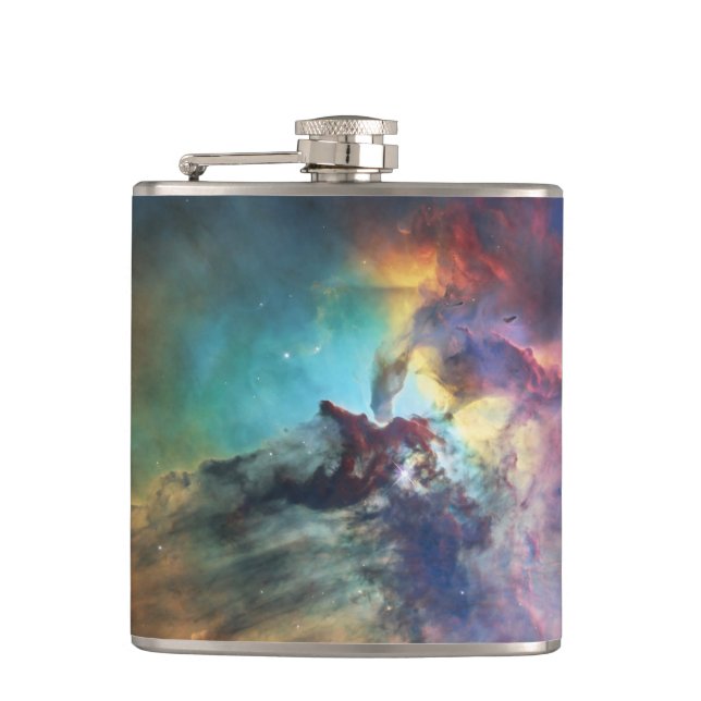 Stormy Seas of Lagoon Nebula in Sagittarius Hip Flask (Front)