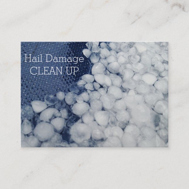 Stormy Seasonal Hail Damage Clean Up Business Card (Front)