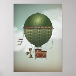 Stormy Skies Airship Citronnier Steampunk Travel Poster
